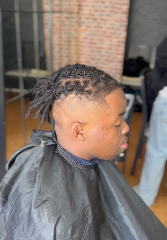 Retwist demi tete (degradé haut) + tresses simple ( acompte 22,50, prix final 45€)